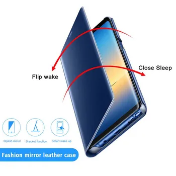 Luksuzni Ogledalo Primeru za Huawei Honor 8X Primeru Jasen Pogled Projekcijska Stojala PU Usnja Kritje Huawei Honor 8X Max Primeru