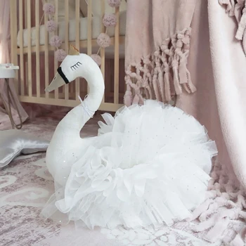 Luštna 3D Gooses Raca Polnjene Lutka Mehko Živali Balet Swan s Krono, Dekle Darilo Igrača za Otroke, Soba za Rojstni dan, Poročno Dekoracijo