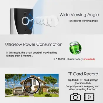 M16 HD Brezžični Wifi Smart Video Interkom Zvonec Fotoaparat Visual Interkom IP Vrata Zvonec Brezžični Home Security Kamera Smart Home