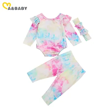Ma&Baby 0-24M Tie Dye Dojencek Dekliška Oblačila, ki Novorojenega Dojenčka Dekle Ruffles Romper Hlače Obleko Jeseni Baby Dekle Oblačila
