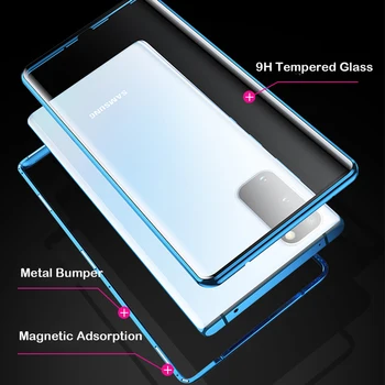 Magnetni Flip primeru Za Samsung Galaxy s20 ultra s10 opomba 10 plus a51 a71 m30s a10 a20 a30 a50 a70 a30s Dvo-stransko Steklo Coque