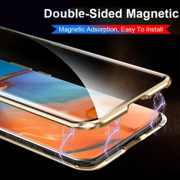 Magnetni Kovinski Dvojni Stranski vitrina Za Huawei P40 P30 Pro Lite Polno Kritje Lupini Za Huawei Y9s P Smart Z Nova 7i 6se Primeru