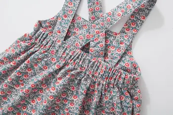 Malo Maven Pomlad Jesen Novo Otrok Oblačila Cvetlični Velvet Suspender Pleteno Elastično Bombažne Dekleta Priložnostne Obleke