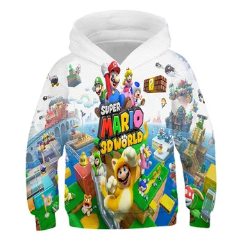 Mario 3D Otroci Hoodies za Dekleta Najstnikov Prevelik otroška Majica za Fante, Dekleta Znoj Shirt Otroka Fant Hoodies Oblačila