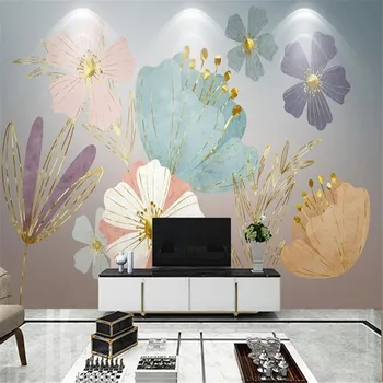 Milofi meri 3D tiskanje ozadje zidana sodobno minimalistično svetlobno razkošje rastlin cvet, bleščice, TV, kavč v ozadju stene