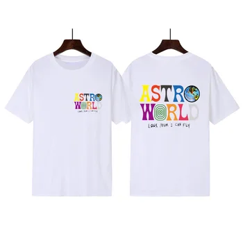 Moda Hip Hop Majica s kratkimi rokavi Moški Ženske Travis Scotts ASTROWORLD Harajuku T-Shirts ki se ŽELIJO STE BILI TUKAJ Pismo Tiskanja Tees Vrhovi