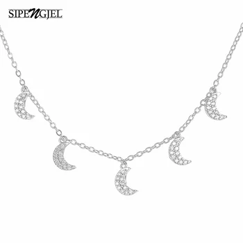 Moda kubičnih cirkonij srčkan luna chocker ogrlica 5 luna zlata in srebrna barva ogrlico, obesek za ženske, nakit 2020