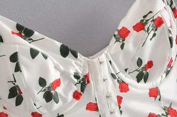 Moda novo cvjetnim tiskanja obleka ženske francoski letnik: špageti trak stilsko backless zadrgo elegantna mini obleka femme vestidos