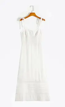 Moda poletje belo obleko poševnica vratu brez rokavov oblog elegantna črna midi plaža obleko ženske femme vestidos dropshipping
