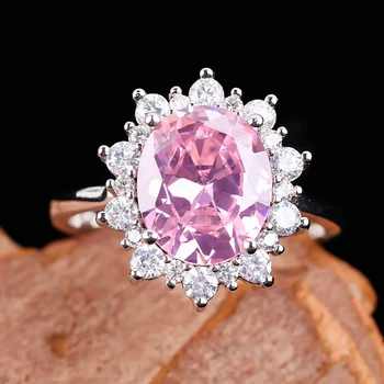 Modni Nakit Prstani za Ženske Luksuzni Big Pink Kamen Geometrijske Kristalno Stranka Poročne Poroko Zaročni Prstan Darila Bijoux