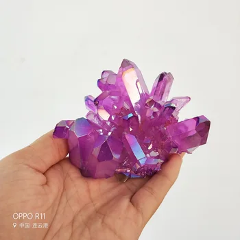Modra Aura crystal grozdov quartz titana aura cvet naravni kamni in minerali, kamnita dekoracija za dom