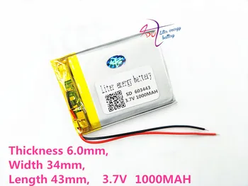 Najboljši baterije znamke 603443 3,7 V 1000MAH Originalne Baterije MP3, MP4 MP5 GPS navigacijo vgrajeno litij-polimer baterija