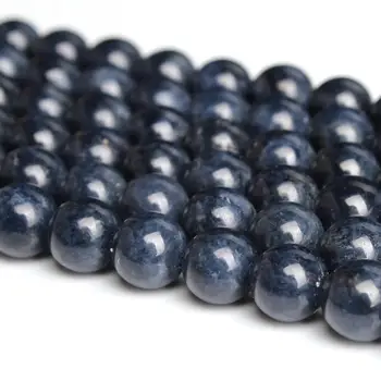 Naravne Okrogle, temno modra Gemstone Svoboden Kroglice 6.5 8.5 10 mm Za Ogrlico, Zapestnico DIY Nakit, Izdelava 15inch Sklop