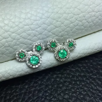 Naravni Smaragdno iver 925 Polno Cut Diamond Uhani Nakit Gemstone