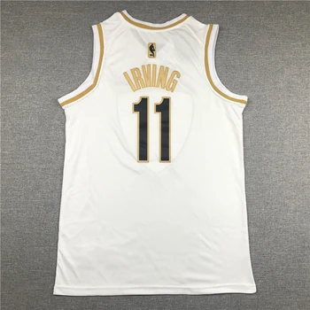 NBA Moške Brooklyn Mreže #11 Irving, Majice za Košarko Belo Zlato Edition Moške Športne Jope