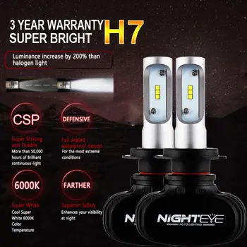Nighteye Led H7 8000LM 50 W 6500K Avto LED Žarometi Belo Meglo 9005 HB3 9006 HB4 Meglo Žarnice