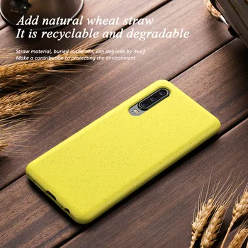 NOHON Recikliranje Pšenične Slame Primeru Telefon za Huawei P30 P30 Pro Shockproof All-inclusive za Varstvo Mobilni Telefon Kritje Mehke Silikonske
