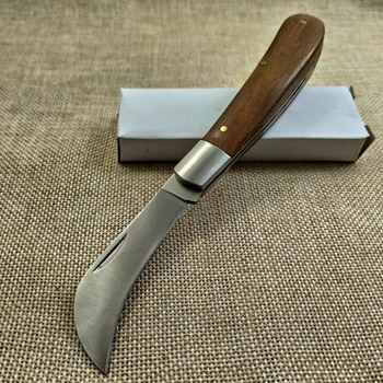 Nov lovski nož Pripomoček Folding Nož Leseni Ročaj Taktično Reševanje Prostem Kampiranje Preživetje Žep Noži Lovski Nož Orodja