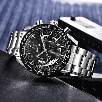 Novo quartz Moške ure BENYAR top blagovne znamke luksuzni gledajo moški nepremočljiva kronograf poslovni človek športno ročno uro Reloj Hombre
