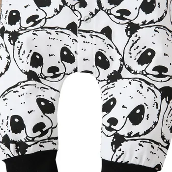 Novorojenček 2Pcs Baby Fantje, igralne obleke Risanka Panda Vzorec Dolgimi Rokavi Jumpsuit in Pokrivalo za Malčke Fant Oblačila Jeseni Malčka Oblačila