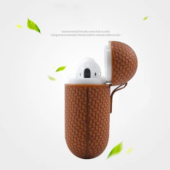 Ohišje Za Airpods 2 Pokrov Bluetooth Brezžične Slušalke Retro Vezavi Vzorec PU Usnje Vreča Primeru Za Airpods Pokrov za Polnjenje Box Capa