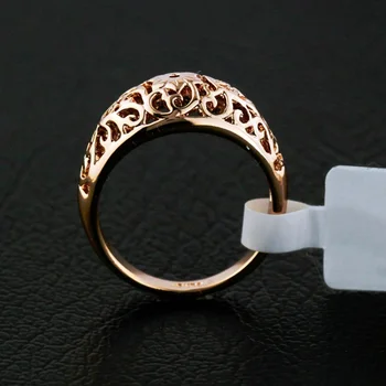 OMHXZJ Debelo Evropska Modna Ženska Človek Stranka Poročno Darilo Votlih Cvet 18KT Rose Gold Ring RR548
