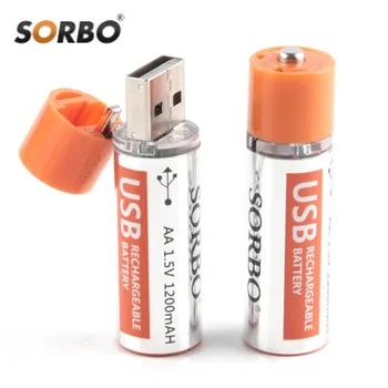 Original Sorbo 4pcs USB Polnilne Baterije AA 1,5 V 1200mAh Hitro Polnjenje Li-po Baterija Kakovost AA Baterije Bateria RoHS, CE