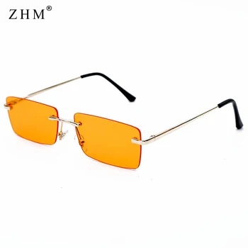 Osebno pravokotne dame sončna očala retro oblikovalec moška sončna očala brez okvirjev kvadratnih polarizirana ženska gradient stekla UV400