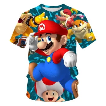 Otroci Kratek Rokav Risanka T Shirt Dekle 3D Tiskanih Super Mario Tees Baby Boy Novo tshirts Otrok Športna Oblačila Poletje Vrhovi 4T-14T