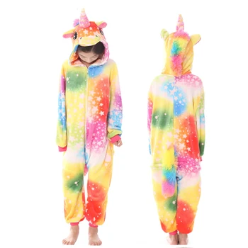 Otroci Pižame Kigurumi Samorog Fantje Dekleta Sleepwear Flanela Baby Onesie Otroci Kopalke Risank Anime Panda Pozimi Otroci Pižame