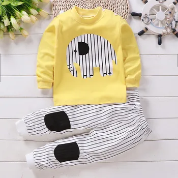 Otrok Dolg Rokav Mešanica Bombaža Pižamo Obleko Za Baby Dekleta Fantje Cartoon Živali Sleepwear Oblačila Sklop Otroci Lepe Obleke Set