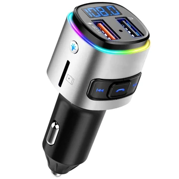 OULLX QC3.0 3.1 USB Avto Polnilec Bluetooth Car kit, Prostoročno FM Oddajnik Glasbe, Play Avto MP3 Player Z Barvnimi LED Luči