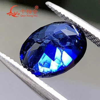 Ovalne oblike Umetno safir 33# svetlo modre barve, vključno manjše razpoke in vključitev korund svoboden gem kamen