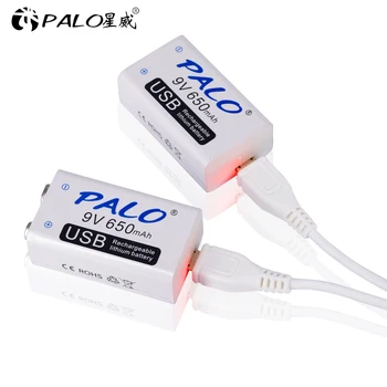 PALO 4pcs USB 9V 6F22 650mAh Baterija za ponovno Polnjenje 9 volt 650 mAh litij-li-ion li ion liion hitro polnjenje baterij