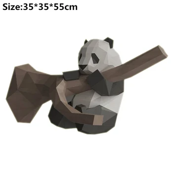 Panda Na Drevo 3D Papir Model Živali Papercraft DIY Obrti Uganke Otroci Stenske Dekoracije Doma Deco Odraslih, Darila, Igrače,