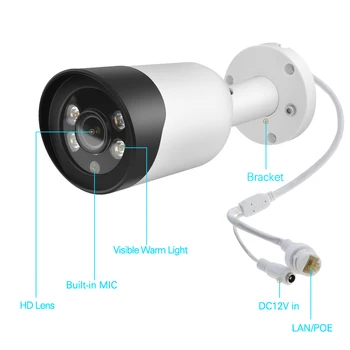 PANOEAGEL ColorVu 8MP Bullet POE IP Kamera, Bullet CCTV Kamere Ultra 5MP H. 265 Plug&play Home Security IPC Hikvision Združljiv