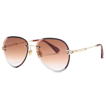 Peekaboo retro rimless sončna očala ženske 2018 visoke kakovosti oranžno rjave gradient sončna očala brez okvirjev za ženske uv400