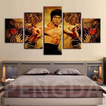 Platno Stensko Slikarstvo Umetnost Hd Natisne Povzetek Plakati Bruce Lee Slika Domov Dekoracijo Modularni Cuadros Za Spalnica Soba Okvir