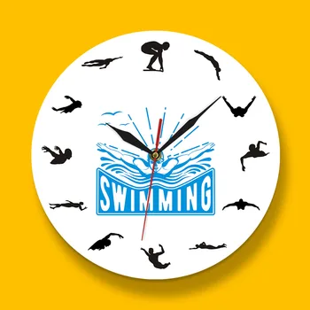 Plavanje Je Šport, Art Design Stenske Ure Potovanje Plavajoče Podvodno Potapljanje Plavati Trener Doma Dekor Stenske Ure Edinstveno Darilo Za Plavalec