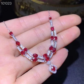 Plemenit značaj rubinasto rdeče gemstone ogrlica za ženske silver ornament fine nakit brezplačna dostava za rojstni dan darilo za obletnice