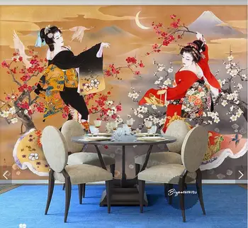 Po meri retro tapete, Japonski lepotni slika olje slikarstvo, freska uporablja za dnevni prostor kavč restavracija slike za ozadje