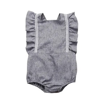 Poletja 2018 Novorojenih Otrok Baby Dekleta Backless Ruffles Rokav Romper Jumpsuit Obleke Sunsuit Oblačila