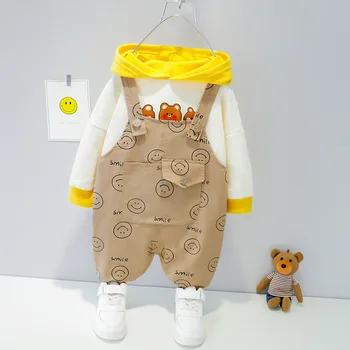Pomlad Hooded Baby Obleko Novorojenega Dečka, Risanka Hoodies+Trak Hlače Dva Kosa Šport Malčke Baby Set Puloverju Priložnostne Fantje Obleke