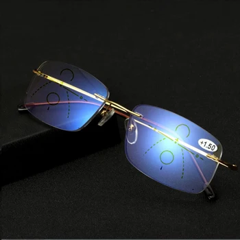 Pomnilnik Titana brez okvirjev Obravnavi Očala Za Moške In Ženske, Anti-modra svetloba Inteligentni Zoom Progresivna Multifokalna Očala