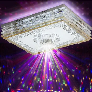 Pravokotne dnevna soba kristalno lučka doma smart ustvarjalne glasbe Bluetooth pisane led stropna svetilka spalnica razsvetljavo led svetilo