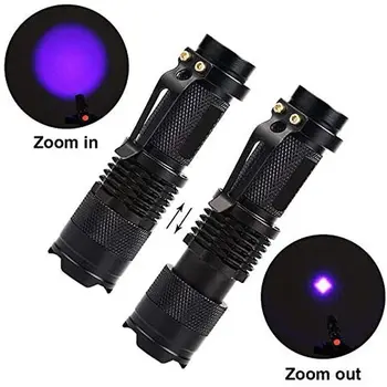 Prenosni UV Svetilko Ultravijolične Svetlobe LED Zoom Mini Baklo Luči Denar Detektor Scorpion 14500 Baterije Vodotesno Svetilko