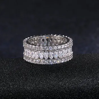 Preprosta, Elegantna 925 Sterling Srebro Bleščečih CZ Cirkon Crystal Ring Obljubo Poroke Udejstvovanje Obroči Za Ženske bague femme