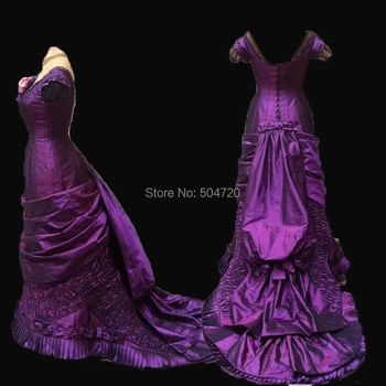 Prilagojene!NOVO arrivial Royal Purple Taffeta francoski Vojvodinja Kraljica Princesa Marie Antoinette Gledališče Državljanske vojne Obleke obleko, HL-299