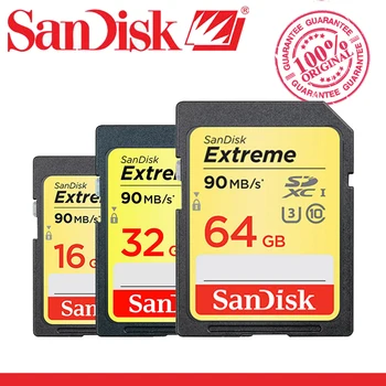 Prvotne SanDisk SD SDHC SDXC U3 Pomnilniške Kartice Razred 10 90MB/s carte sd 32GB 64GB 16GB za Kamere