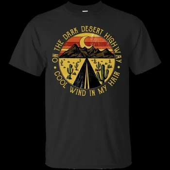 Puščava Na Temni Puščavi Avtoceste Svež Veter Vintage T-Shirt S-6XL Črni Moški(1)